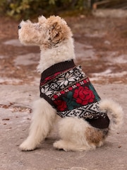 Chocolate Brown Fairisle Knitted Dog Jumper With Wool - Image 5 of 10