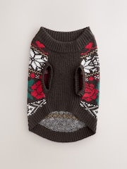 Chocolate Brown Fairisle Knitted Dog Jumper With Wool - Image 7 of 10