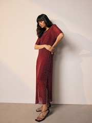Burgundy Red Hotfix T-Shirt Midi Dress - Image 3 of 8