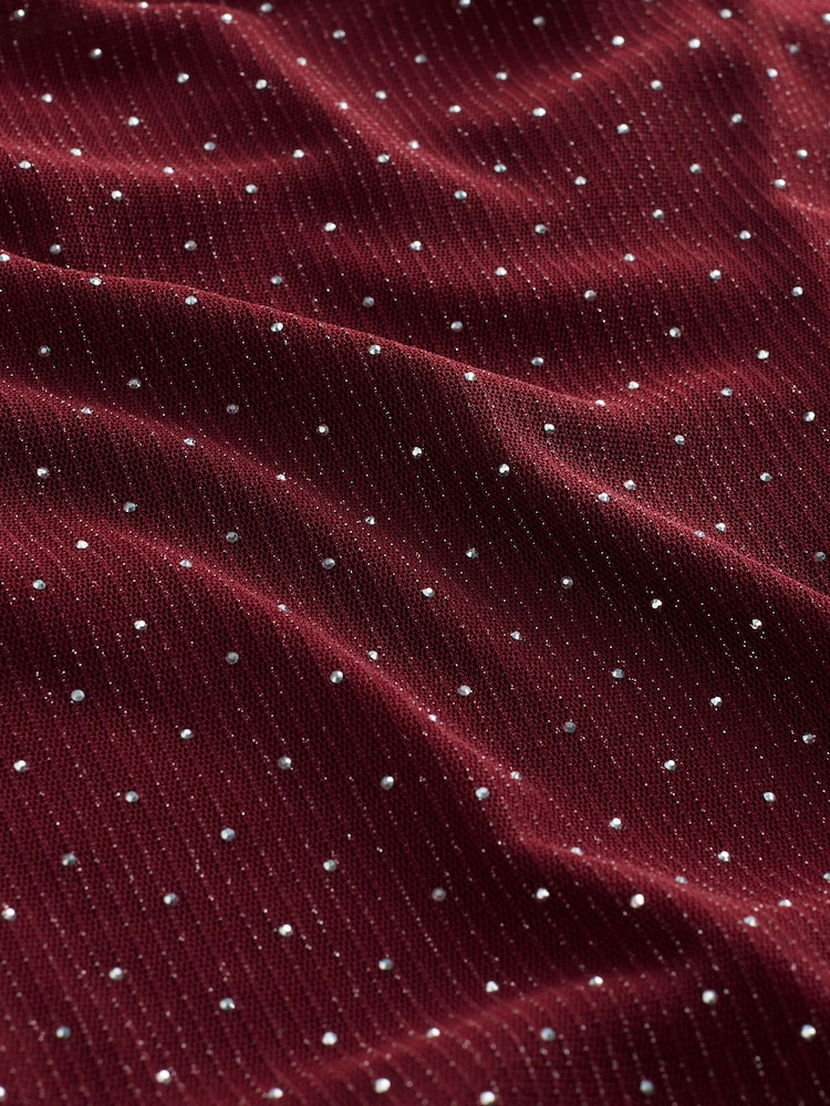 Burgundy Red Hotfix T-Shirt Midi Dress - Image 8 of 8