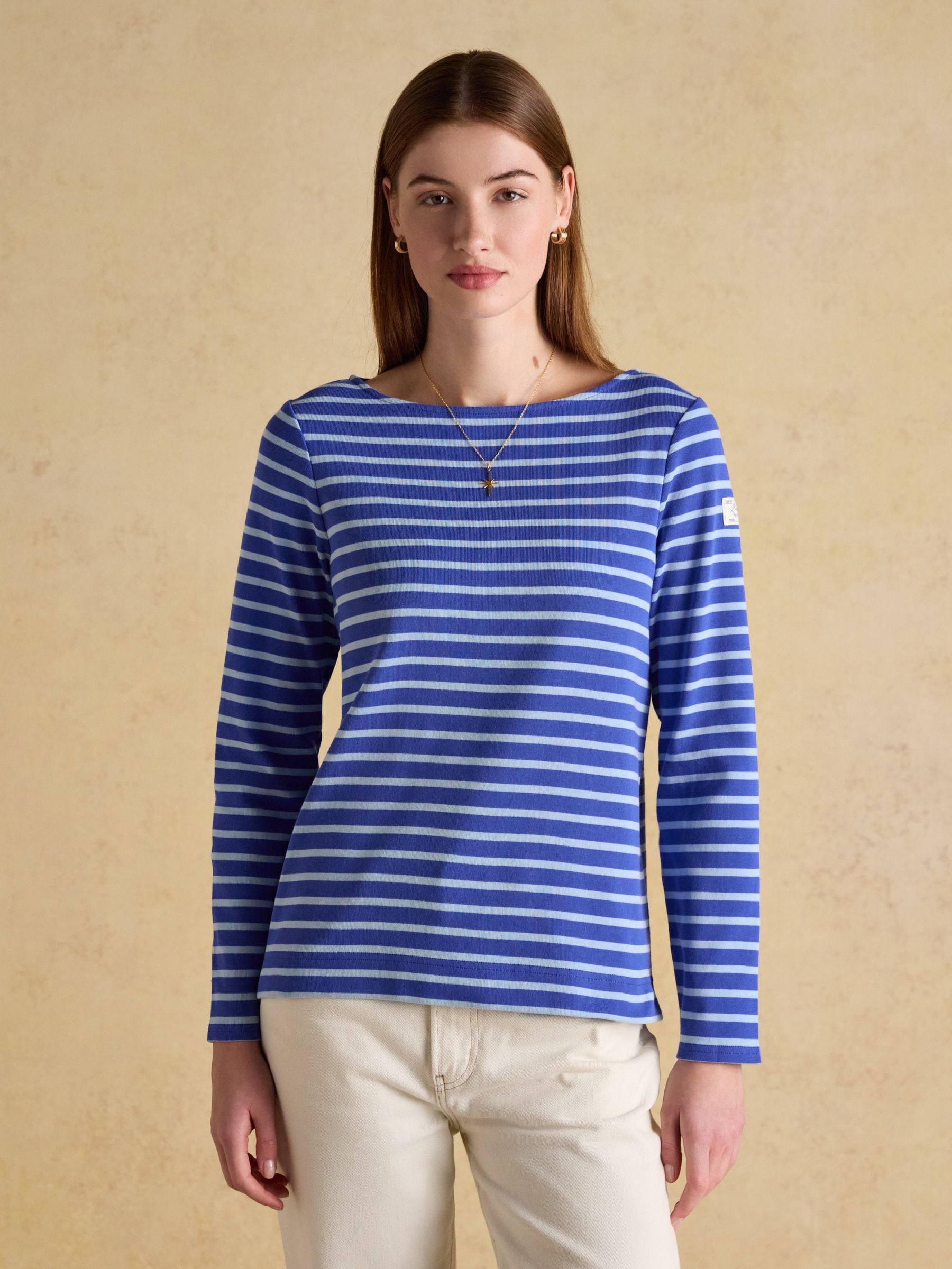 Buy Joules Harbour Dark Blue/Sky Blue Long Sleeve Striped Boat