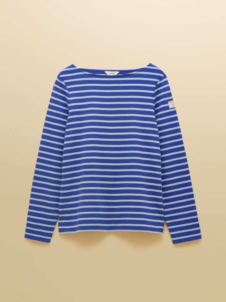 Joules Harbour Dark Blue/Sky Blue Boat Neck 100% Cotton Long Sleeve Breton Top - Image 8 of 8 Joules Harbour Dark Blue/Sky Blue Boat Neck 100% Cotton Long Sleeve Breton Top - Image 8 of 8