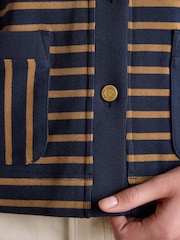 Joules Premium Ribbed Navy Tan 100% Cotton Jersey Cardigan - Image 5 of 8