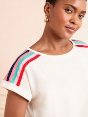 Love & Roses Ivory Rainbow Shoulder Stripe Crew Neck Jersey T-Shirt - Image 2 of 4