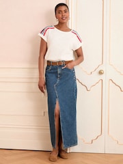 Love & Roses Ivory Rainbow Shoulder Stripe Crew Neck Jersey T-Shirt - Image 3 of 4