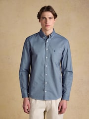 Joules Oxford Chambray Blue Long Sleeve Long Sleeve Classic Fit Cotton Shirt - Image 1 of 11