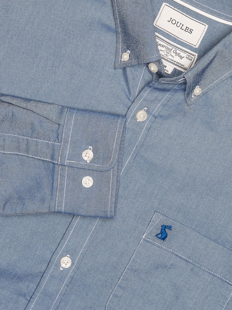 Joules Oxford Chambray Blue Long Sleeve Long Sleeve Classic Fit Cotton Shirt - Image 2 of 11