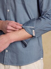 Joules Oxford Chambray Blue Long Sleeve Long Sleeve Classic Fit Cotton Shirt - Image 5 of 11