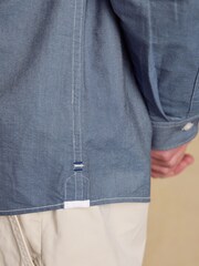 Joules Oxford Chambray Blue Long Sleeve Long Sleeve Classic Fit Cotton Shirt - Image 7 of 11