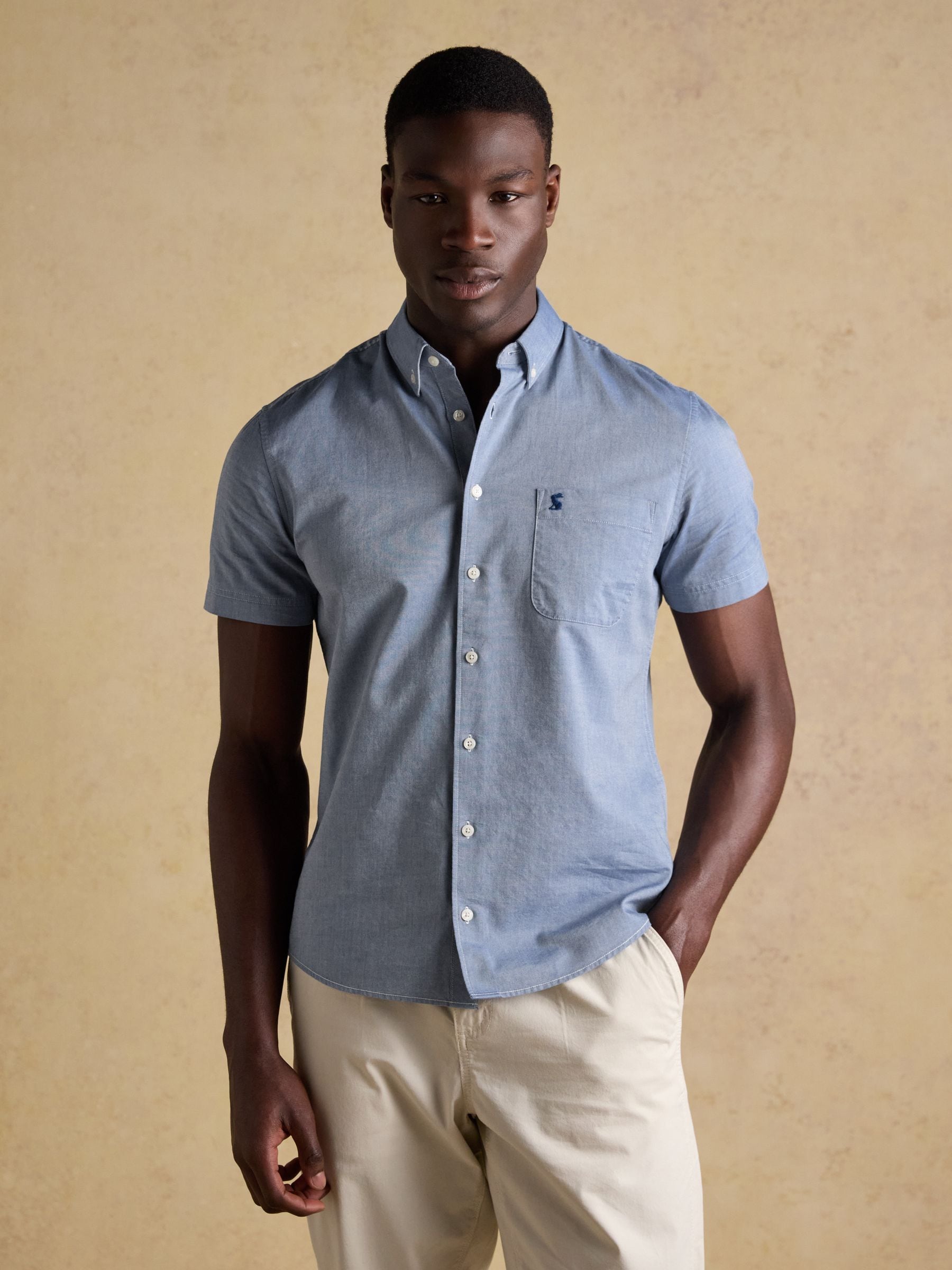 Buy Joules Oxford Chambray Blue Short Sleeve Classic Fit Cotton