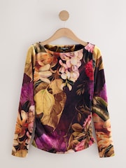 Floral - Velvet Long Sleeved Top - Imagem 1 de 3
