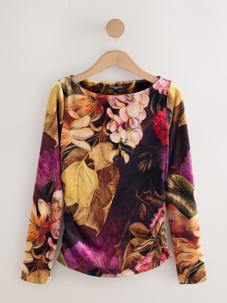 Floral - Velvet Long Sleeved Top - Imagem 1 de 3