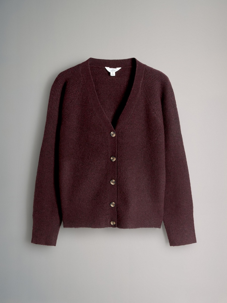 The Set Burgundy Red/Navy Blue 2 Pack Chunky Rib Knitted Cardigans With Wool - Image 2 of 5 The Set Burgundy Red/Navy Blue 2 Pack Chunky Rib Knitted Cardigans With Wool - Image 2 of 5