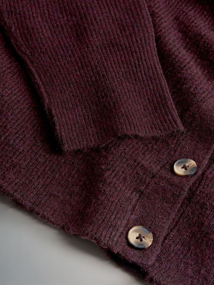 The Set Burgundy Red/Navy Blue 2 Pack Chunky Rib Knitted Cardigans With Wool - Image 6 of 6 The Set Burgundy Red/Navy Blue 2 Pack Chunky Rib Knitted Cardigans With Wool - Image 6 of 6