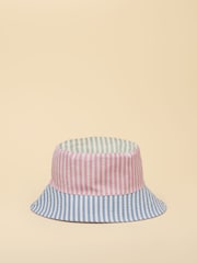 Joules Girls' Bayley Pink Multi Stripe Bucket Hat - Image 2 of 5