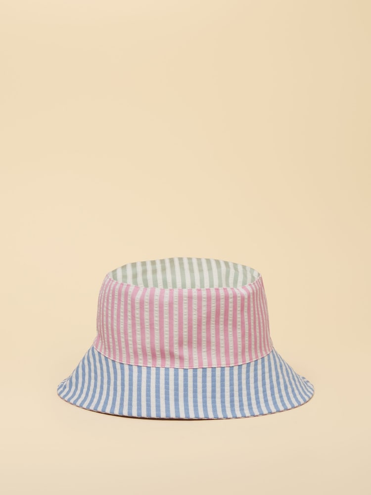 Joules Girls' Bayley Pink Multi Stripe Bucket Hat - Image 2 of 5