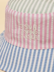 Joules Girls' Bayley Pink Multi Stripe Bucket Hat - Image 3 of 5