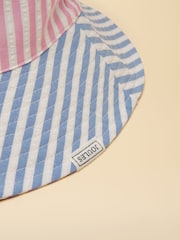 Joules Girls' Bayley Pink Multi Stripe Bucket Hat - Image 4 of 5