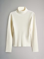 The Set Black/Cream 2 Pack Ribbed Knit Roll Neck Tops - Image 2 of 5
