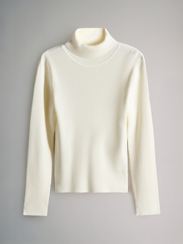 The Set Black/Cream 2 Pack Ribbed Knit Roll Neck Tops - Image 2 of 5 The Set Black/Cream 2 Pack Ribbed Knit Roll Neck Tops - Image 2 of 5