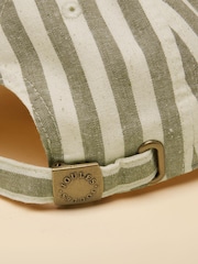 Joules Kids' Daley Green Ecru Stripe Baseball Cap - Image 4 of 4