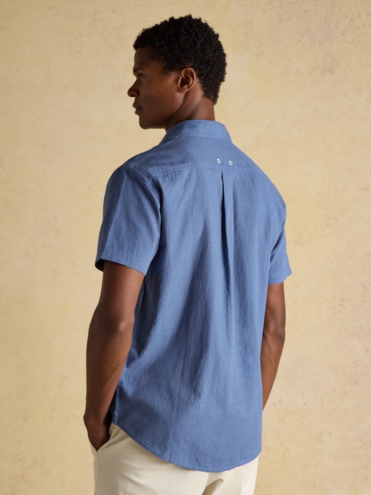 Linen Blend Navy/White Long Sleeve Shirts 2 Pack - Image 7 of 7