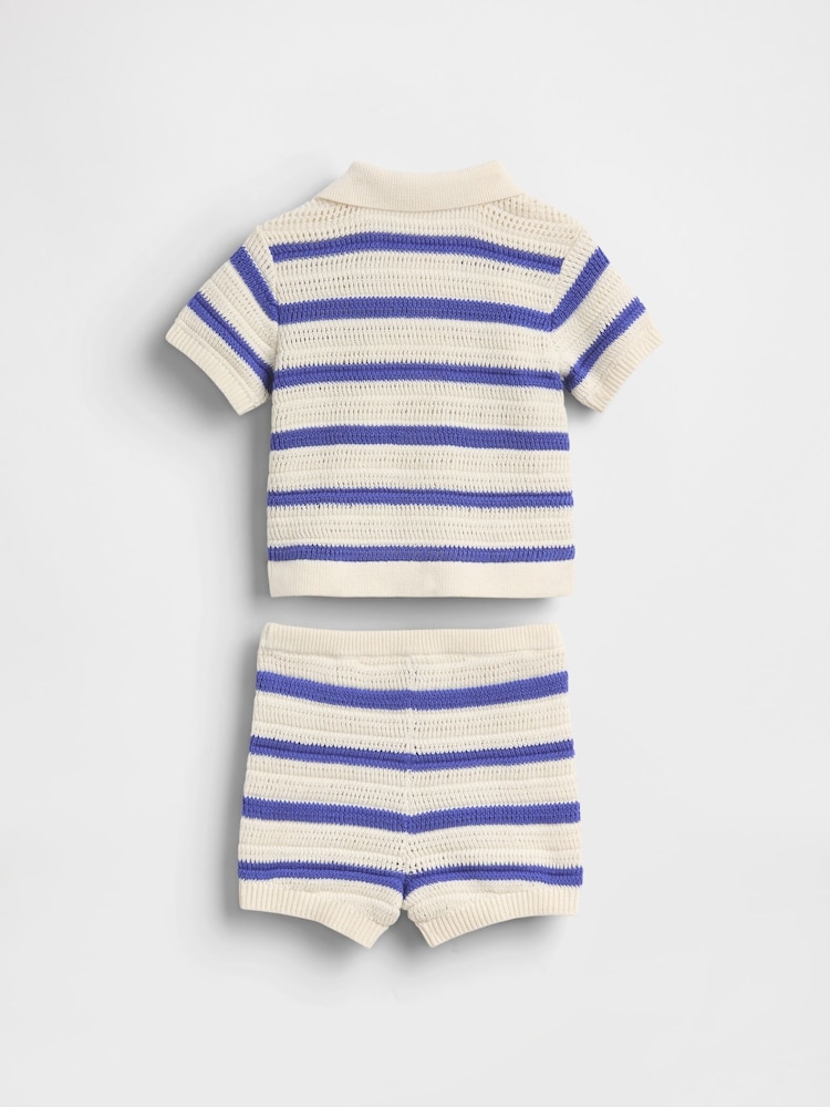 Gap Cotton Crochet Polo Shirt Outfit Set (Newborn-24mths) - Imagen 2 de 3