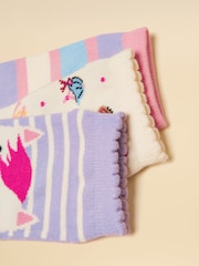 Joules Kids' Rilla Lilac Horse 3 Pack Socks - Image 3 of 3