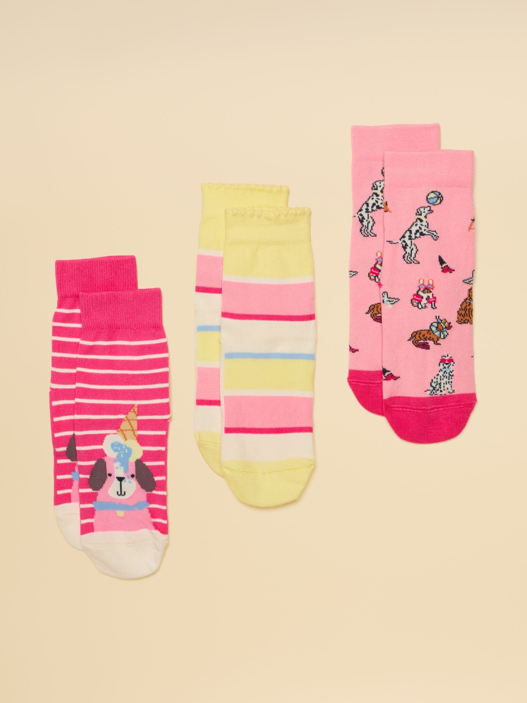 Joules Girls Kid's Neat Feet Cotton Socks 3 Pack Pink Dog Size 6-8.5 Jnr Kids