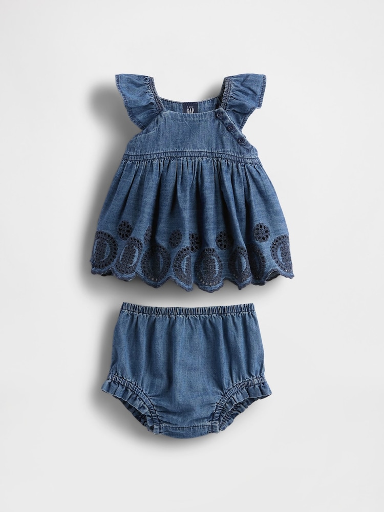 Gap Blue Denim Cotton Eyelet Outfit Set (Newborn-24mths) - Image 1 of 3