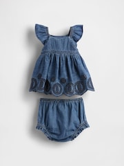 Gap Blue Denim Cotton Eyelet Outfit Set (Newborn-24mths) - Image 2 of 3