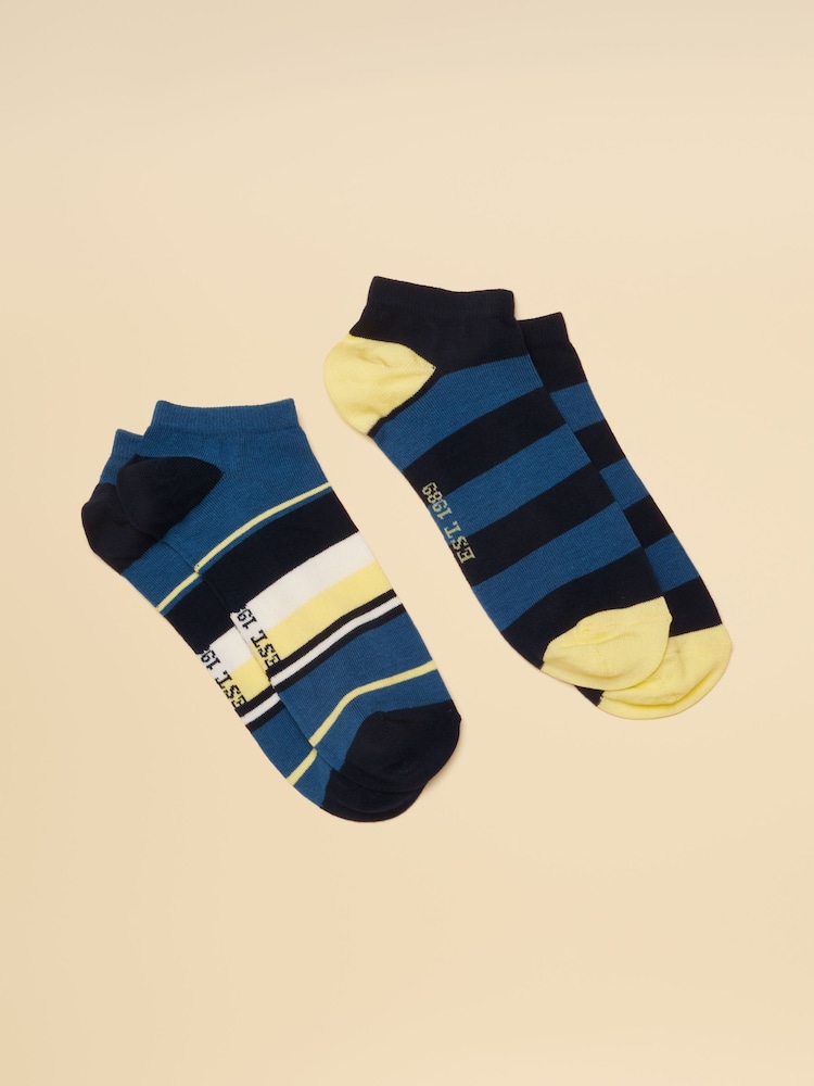 Joules Men's Rilla Navy Yellow Socks 2 Pack (size 7-12) - Image 1 of 3