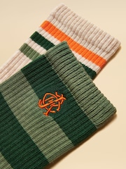 Joules Men's Volley Green Orange Socks 2 Pack (size 7-12) - Image 2 of 3