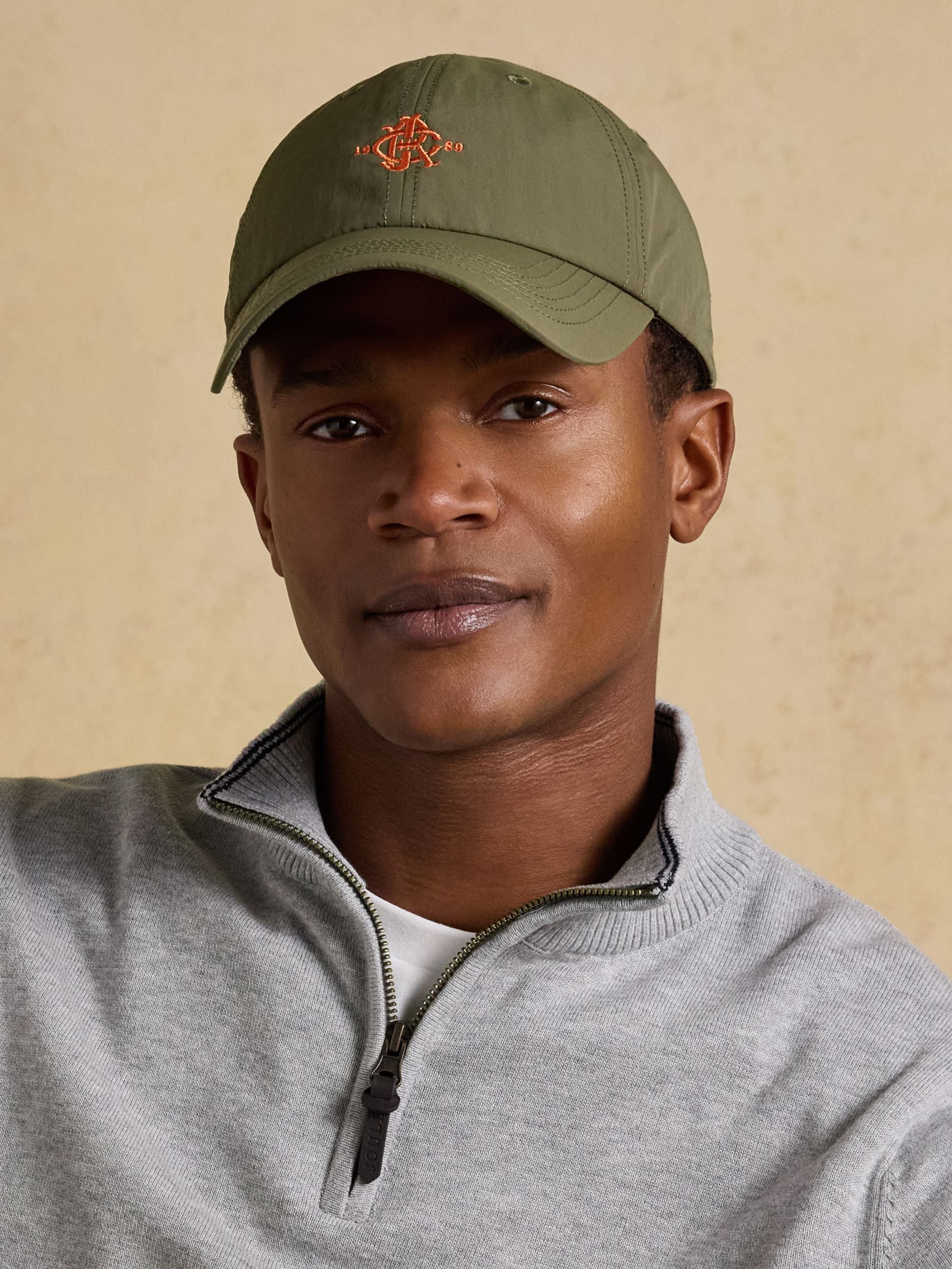 Joules Men's Daley Nylon Baseball Cap Khaki Green One