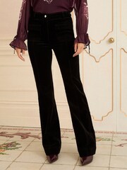 Love & Roses Black Cord Relaxed Flared Trousers - Image 1 of 4