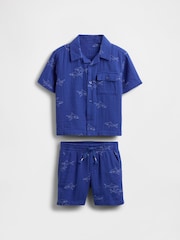 Gap Blue Crinkle Gauze Short Sleeve Shirt & Shorts Set (6mths-5yrs) - Image 2 of 4