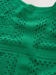 Green Short Sleeve Crochet Crew Neck T-Shirt - Image 5 of 6