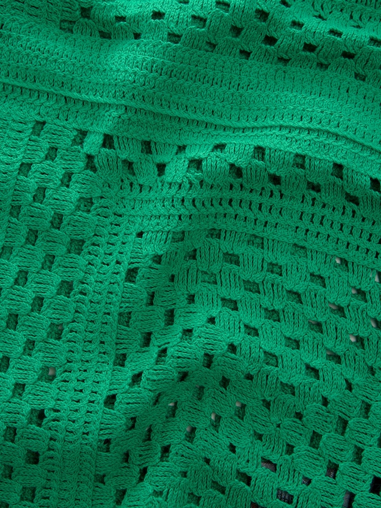 Green Short Sleeve Crochet Crew Neck T-Shirt - Image 6 of 6
