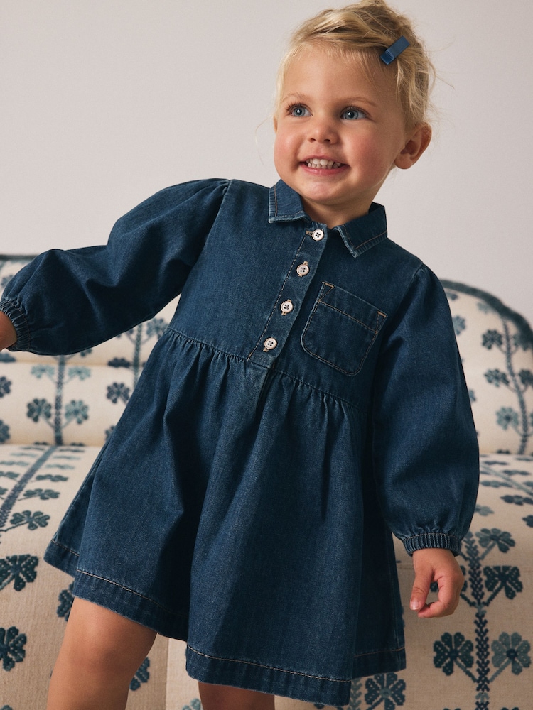 Denim Dark Blue Shirt Dress (3mths-8yrs) - Image 1 of 8