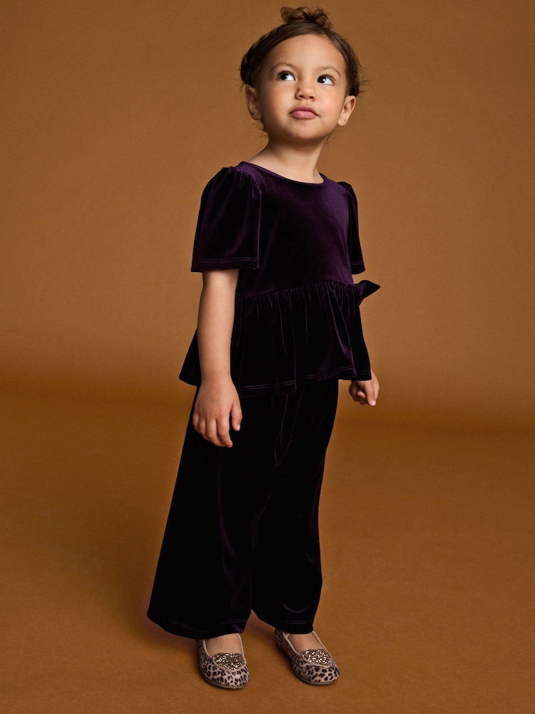 أرجواني - Velvet Co-ord Set (3mths-8yrs) - صورة 1 من 9