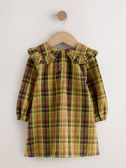 Chocolate/Lime Check Frill Collar Long Sleeve Dress (3mths-8yrs) - Image 5 of 8