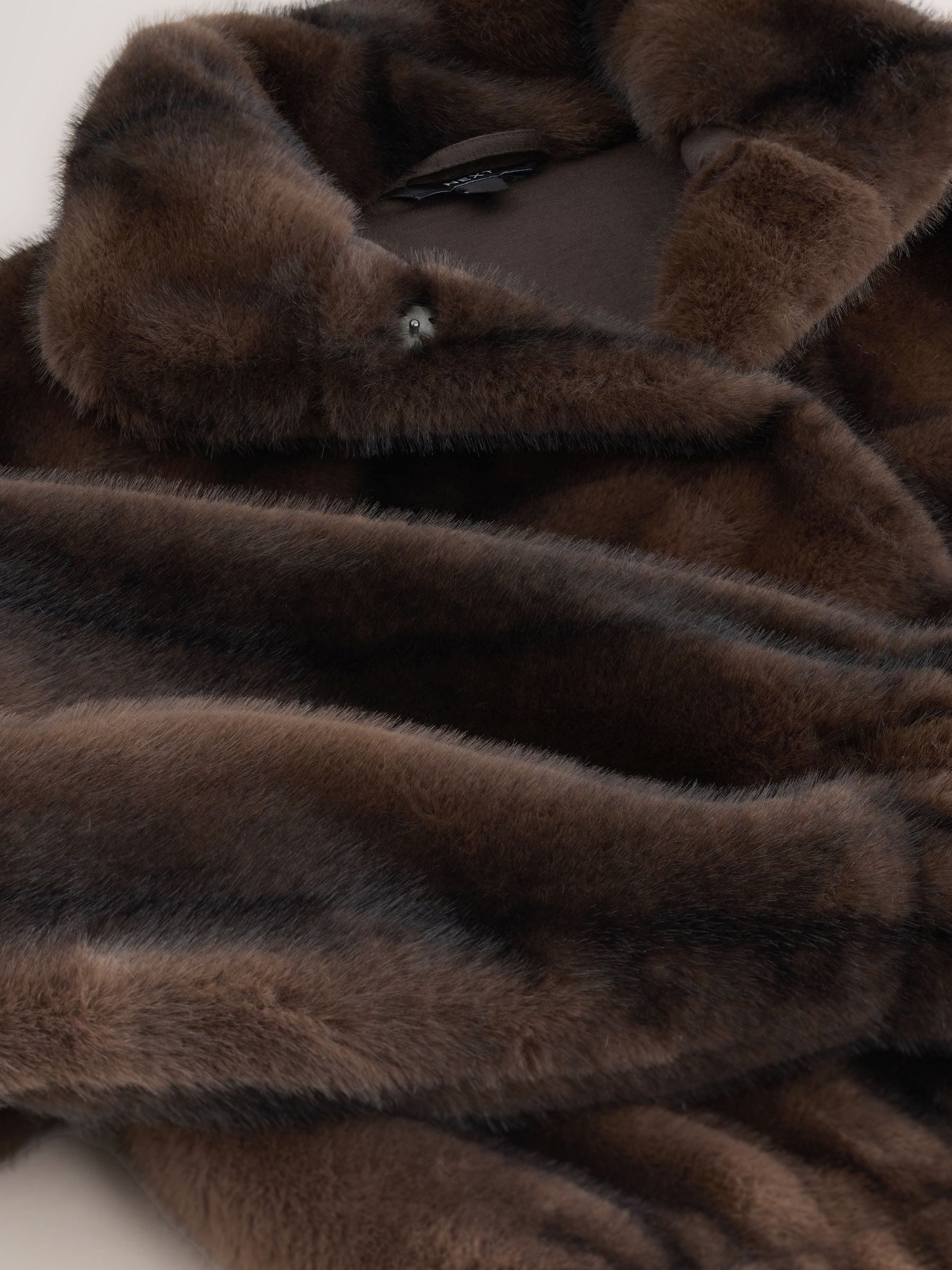 Buy Chocolate Brown Soft Touch Faux Fur Funnel Neck Bomber Jacket