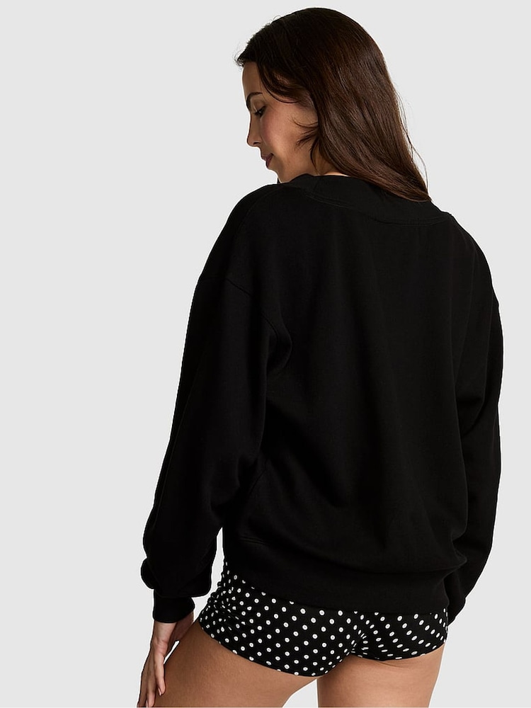 Victoria's Secret PINK Black Fleece Sweatshirt - Image 2 of 2