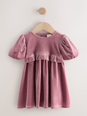 Rosa, gerippt - Samt-Partykleid mit Rüschen (3M.–8J.) - Bild 5 von 8