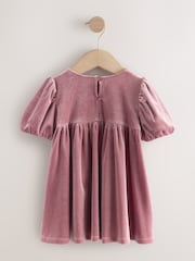 Rosa, gerippt - Samt-Partykleid mit Rüschen (3M.–8J.) - Bild 6 von 8