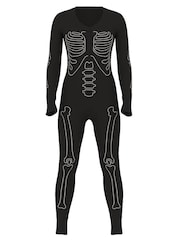 Victoria's Secret PINK Black Skeleton Halloween Onesie - Image 3 of 3