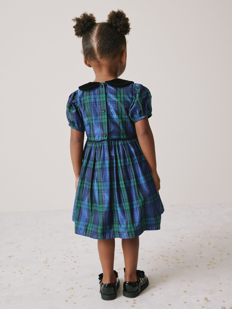 Blue/Green Check Collar Prom Dress (3mths-8yrs) - Image 2 of 3