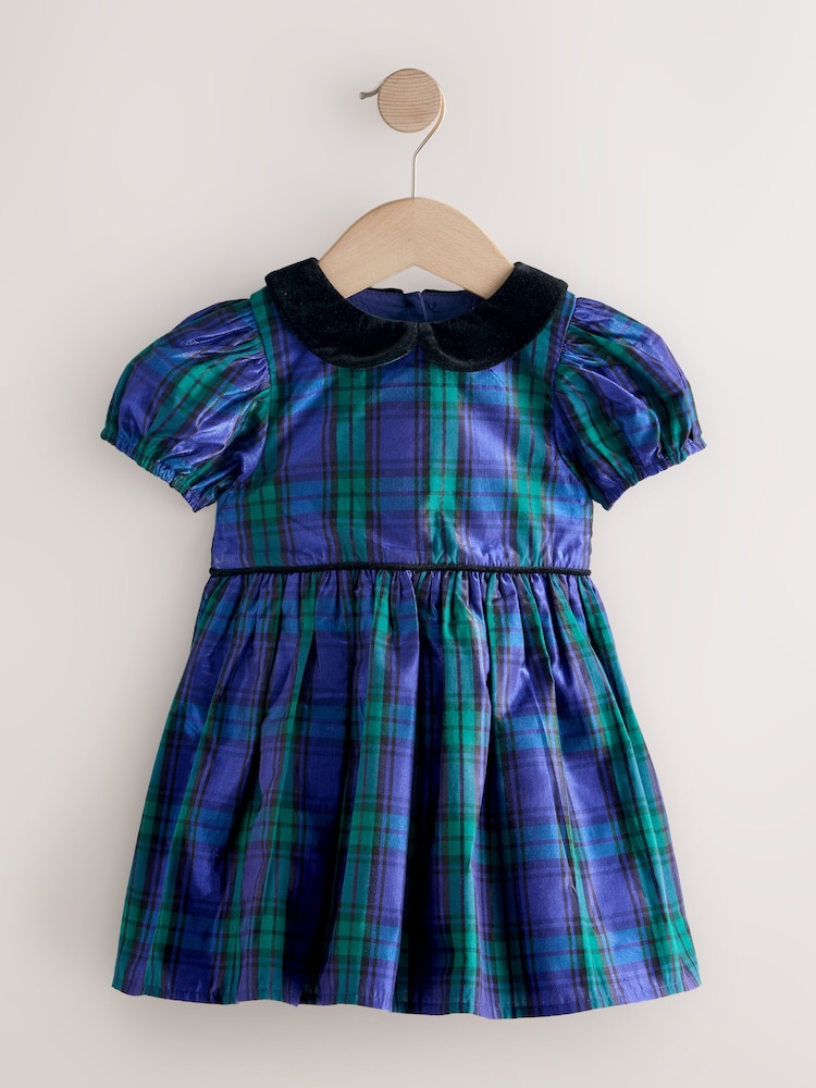 Girls Next Blue/Green Check Collar Prom Dress (3mths-8yrs) 12 - 18 Months