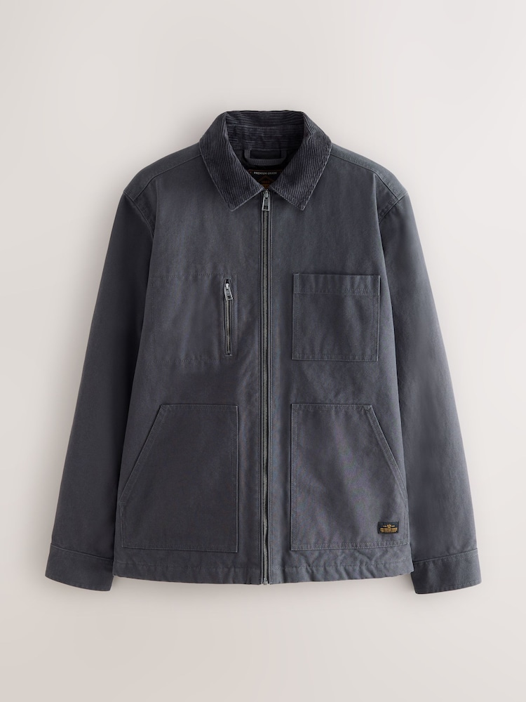 Charcoal Grey Canvas Chore Jacket - Image 1 of 7