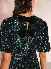 Love & Roses Multi Petite Sequin Puff Sleeve Mini Dress - Image 5 of 5